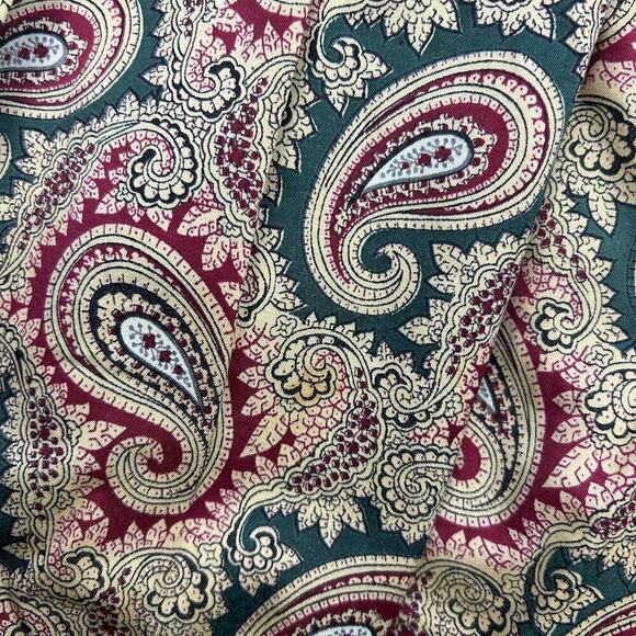 Vintage 50's 60's Coco Shop Antigua WI Paisley Pleated Midi Skirt Green Red - Picture 2 of 5